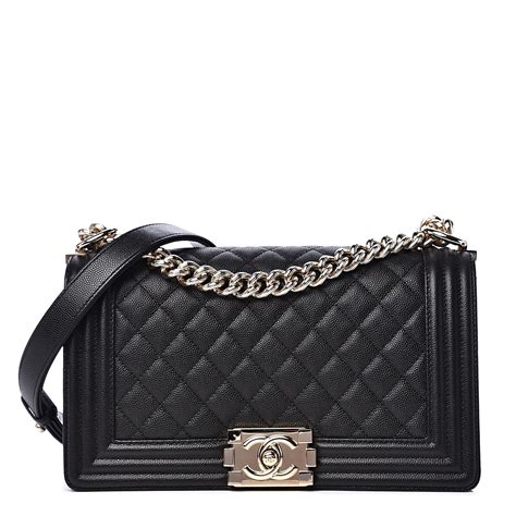 chanel boy flap quilted medium so black